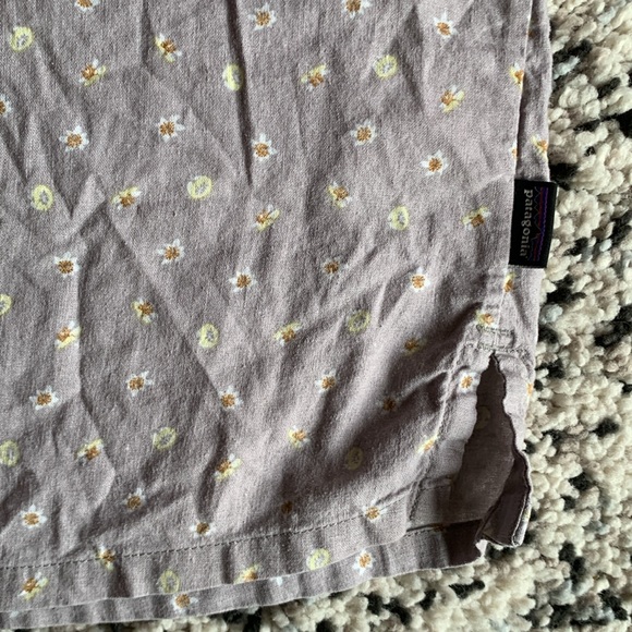 Patagonia Hemp Organic Cotton Blend Daisy Lemon Print Short Sleeve Shirt Small - Picture 12 of 16